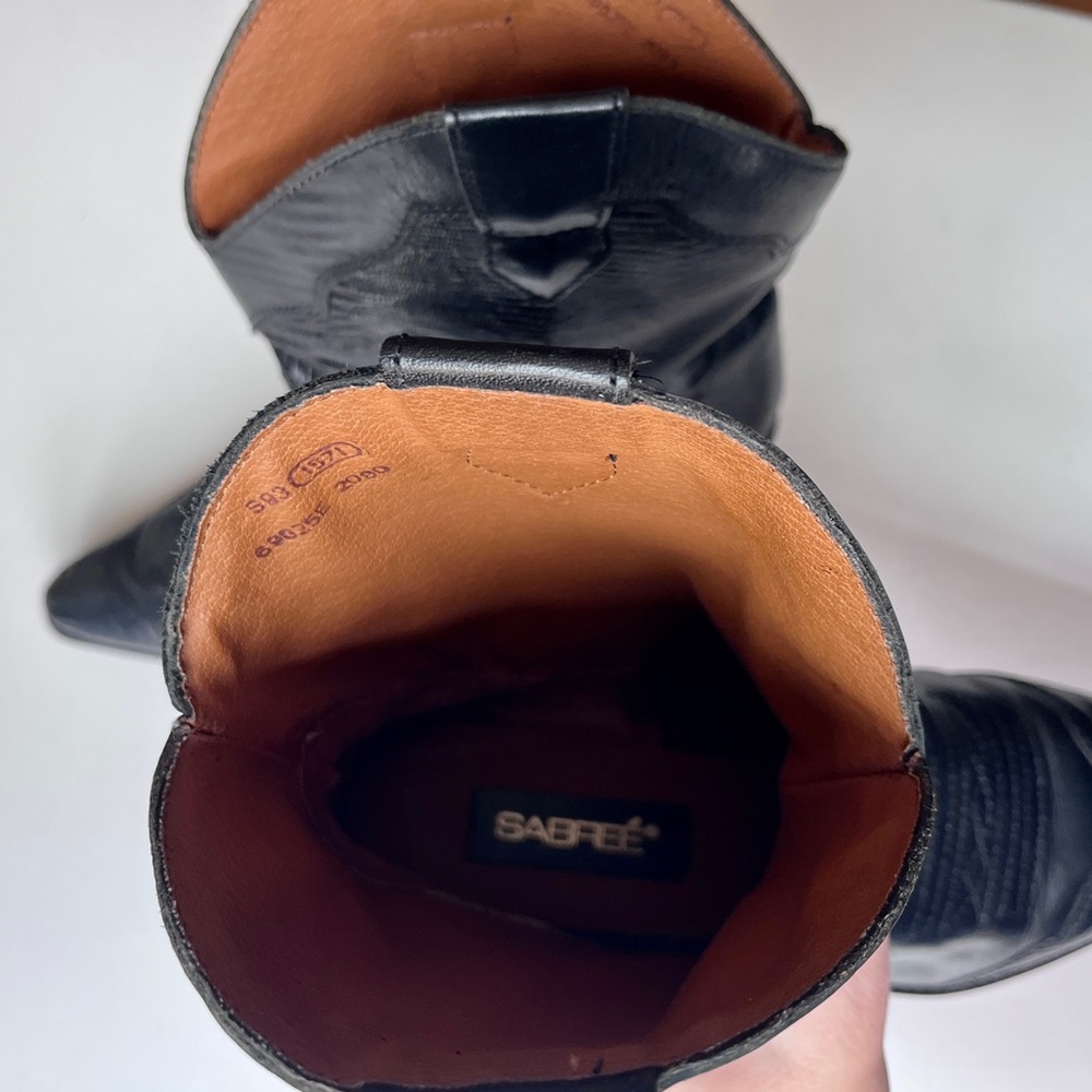 Vintage Black Sabree Cowboy Boots, Size 8 - Picture 2 of 16